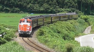 『DE10-1680+12系客車・磐越西線 臨時快速列車(DLばんえつ物語)[8226レ]』2018/7/14(JR磐越西線・徳沢駅～上野尻駅｢群岡踏切｣) ※C57180故障に伴う代走。