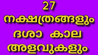 27 നക്ഷത്രങ്ങളുടെ ഗ്രഹങ്ങളും അവയുടെ ദശാകാല അളവുകളും | Planets, Stars and their dhasa | KP ASTROLOGY