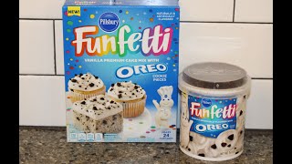 Pillsbury Funfetti Vanilla Cake Mix \u0026 Frosting with Oreo Cookie Pieces Review