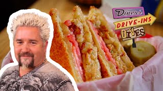 Guy Fieri Tries CRAB CAKE Grilled Cheese | Diners, Drive-ins and Dives with Guy Fieri | Food Network