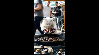 Hard-working cats set up stalls to sell chestnuts, just to buy a birthday cake for the baby# cat th