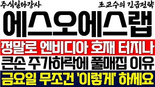 [에스오에스랩 주가 조교수]  정말로 엔비디아 호재 터지나!? 큰손 주가하락에 큰손 풀매집한 진짜 이유! 금요일 무조건 '이렇게' 하세요