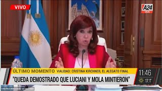 🔴 CAUSA VIALIDAD 🔴 Cristina Kirchner: "La justicia solo actúa conmigo" I A24