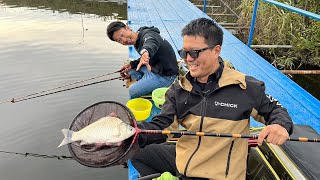 晩秋の中の淵でバランスの底釣り！夕暮れ時にレレレのおじさん登場？やっぱり底釣りは楽しい～