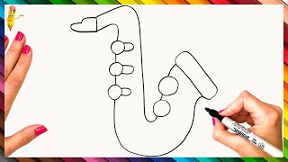 How To Draw A Saxophone Step By Step 🎷 Saxophone Drawing Easy