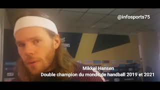 Réaction de Mikkel Hansen après son titre de champion du monde 2021 en Égypte