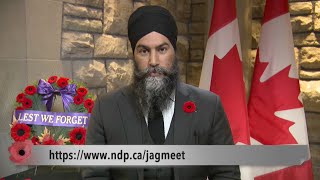 Jagmeet Singh’s Message To Canadians on Remembrance Day