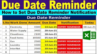 How to Set Due Date Reminder in Excel | Set Reminder Notification in Excel by learning center