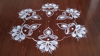 Beautiful deepam kolam (7×4) dot's...