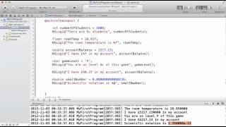 Objective-C Tutorials: 12 - Displaying the value of variables within NSLog