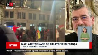 MAE, ATENȚIONARE DE CĂLĂTORIE ÎN FRANȚA_Știri B1_20 martie 2023