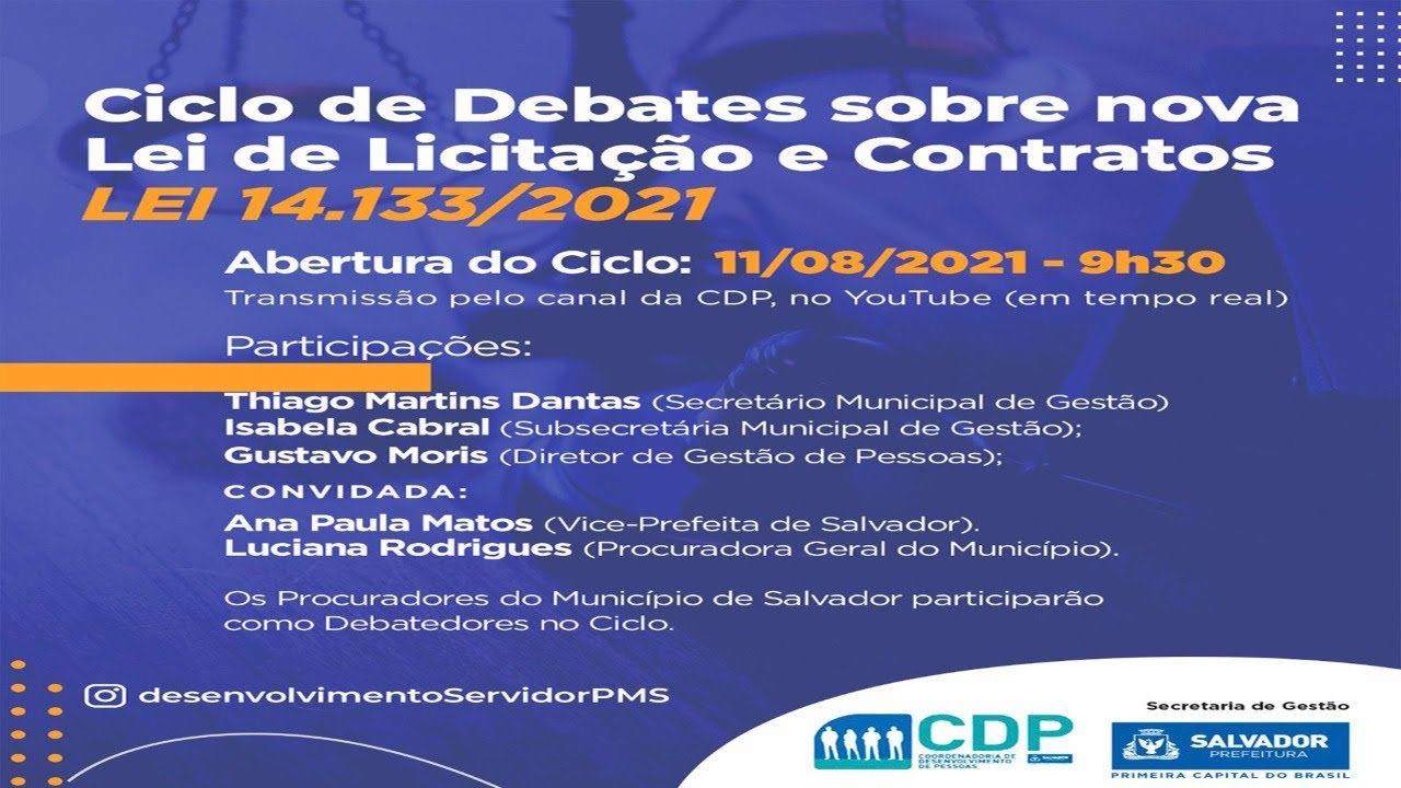 [D1] Ciclo De Debates Sobre Nova Lei De Licitação E Contratos LEI 14. ...