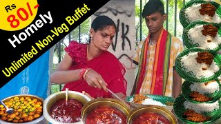 Hard Working Women Selling Cheapest Roadside Unlimited Meals || Non Veg Meals || Asian Street Food