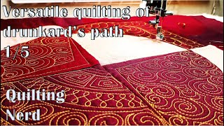 Quilting of drunkard’s path block 1/5 – I am surprised how many quilting possibilities it offers!