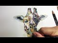 【キリン描いてみた】色鉛筆・アクリル絵具・描き方　drawing a masai giraffe how to draw