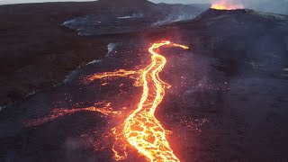 Iceland Volcano Eruption Streams Lava river Drone Video of ICELAND VOLCANO 🌋 19 Sep 2021
