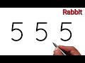 How to draw rabbit from number 555 | Rabbit Drawing Easy | Rabbit Drawing Tutorial | Rabbit