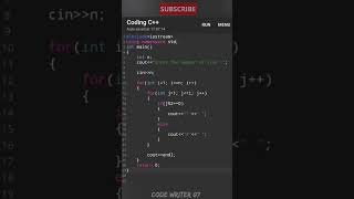 Normal C++ pattern program tutorial video || 💯🧠 #coding #youtubeshorts #codewriter07 #c++pattern