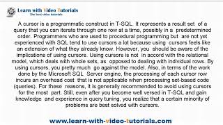 T-SQL tutorial: Cursors, Full SQL Server Transact-SQL Introduction (Lesson 6)