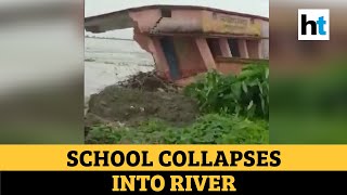 Bihar floods: Watch school building collapses into Koshi river