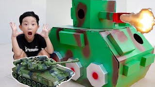 Yejun and dad turn into heroes with toy tank for kids