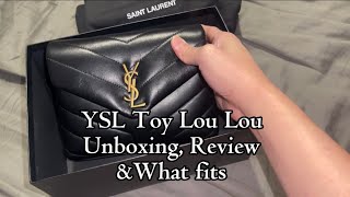 SAINT LAURENT TOY LOULOU BAG, UNBOXING, Review and what fits. Best mini Bag ever.