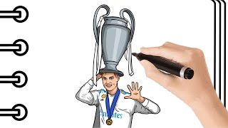 Como Dibujar a CRISTIANO RONALDO 5 Champios League paso a paso FACÍL | Mapi Art TV.