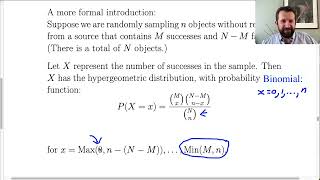 Discrete Probability Distributions: The Hypergeometric Distribution (STAT I – Full Lecture)