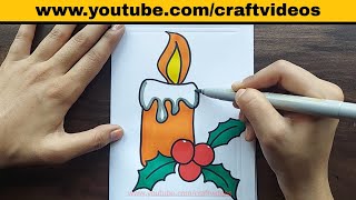 Christmas Candle Card Drawing | Christmas Candle Card
