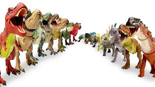 GIANT Jurassic World T-Rexes vs. Prey Lineup | T-Rex, Stegosaurus, Kentrosaurus & More!