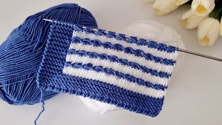 İki Sıradan Örülen Çok Kolay Şık Örgü Modeli Anlatımı 💙 knitting crochet yelek patik tutorial stitch