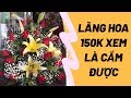 Cắm lãng hoa chúc mừng| Cắm lãng hoa hồng đỏ và ly vàng| Ngọc Khuyên flower