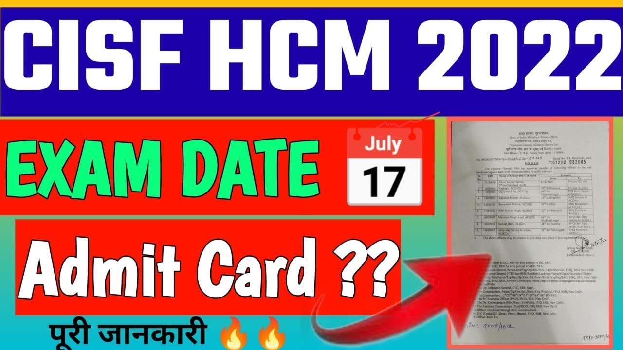 CISF HCM Physical Date 2022 | CISF Head Constable Ministerial & ASI ...