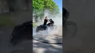 Crashed his new Harley doing Burnouts