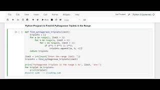 Day 43: Python Program To Find All Pythagorean Triplets in a Given Range