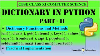 Dictionary in Python (Part 2) | CBSE Class 11 Computer Science