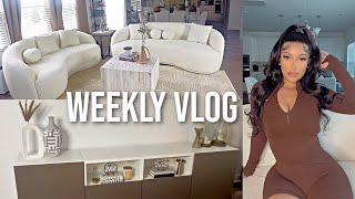 WEEKLY VLOG: TURNING MY HOUSE INTO A HOME, LIVING ROOM + KITCHEN  DECORATE WITH ME!