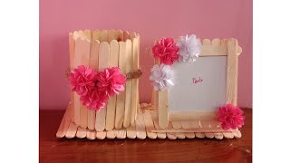 DIY easy Pen Holder and Photo frame| DIY popsicle sticks craft ideas