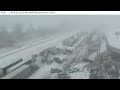 unbelievable dash cam footage snow storm chaotic pile up