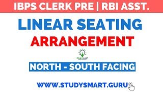 Linear Arrangement Puzzle North - South Facing for IBPS CLERK PRE | RBI ASST. Exam