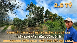 [ ĐÃ BÁN ]739m đất view quá đẹp tại Đà Lạt 60m mặt tiền đường ô tô, khu vila biệt phủ các đại gia