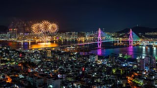 4K 타임랩스 부산 _ 부산항축제 불꽃축제. THE 15th BUSAN PORT FESTIVAL Fireworks. Busan Nightscape. Korea