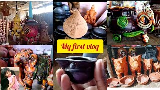 My first vlog,மண் பாத்திரக் கடை vlog,mud pot vlog near nasiyanur erode in tamil