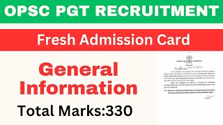 OPSC PGT RECRUITMENT:- Fresh Admission CARD II Total Marks II Written \u0026 Viva Voce I Expected Results