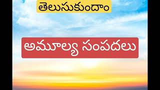 అమూల్య సంపదలు. ఎన్ని?ఏమిటి?వాటిని ఎలాసంపాదించుకోవాలి?వాటి వల్ల పొందే అనుభవం?ఎలా పోగొట్టుకుంటున్నాం?