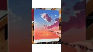Painting sunset clouds using acrylics ⛅️🎨 #shorts #acrylicpainting #art #painting #short
