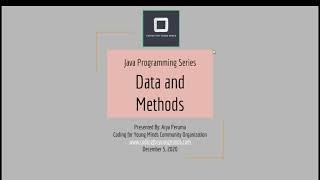 Coding with Java Lesson 2 - Data and Methods Part 1| Coding For Young Minds | Coding Webinar