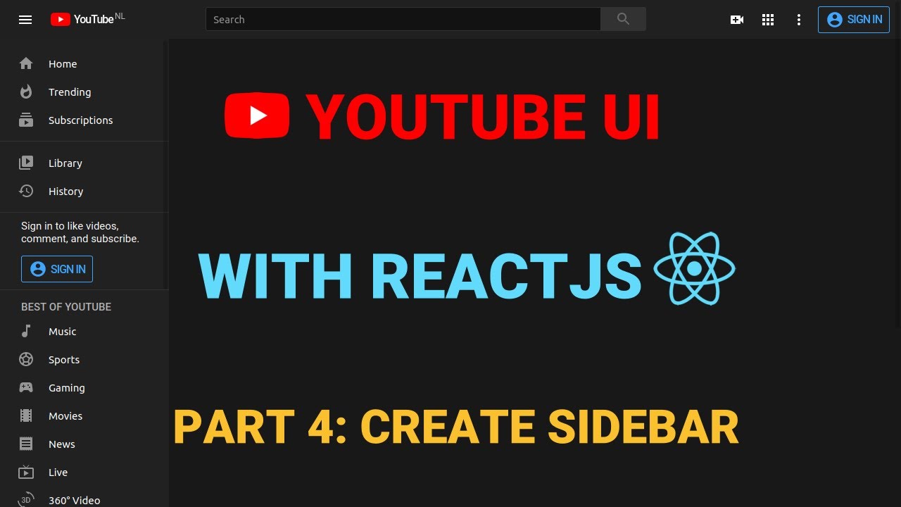 Create The YouTube UI With ReactJS - Part 4: Creating Sidebar - YouTube