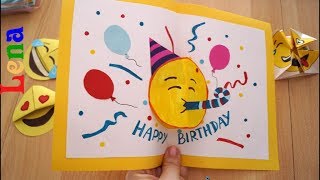 🥳 𝗞𝗿𝗲𝗮𝘁𝗶v 𝗺𝗶𝘁 𝗟𝗲𝗻𝗮 Geburtstagskarte basteln 🎉 😉 DIY Emoji Birthday Card DIY 🎈Эмоджи открытка