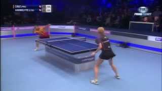 Blond Female Ping Pong Player Competes Against Males in 2014 World Championship (Egle Adomelyte)